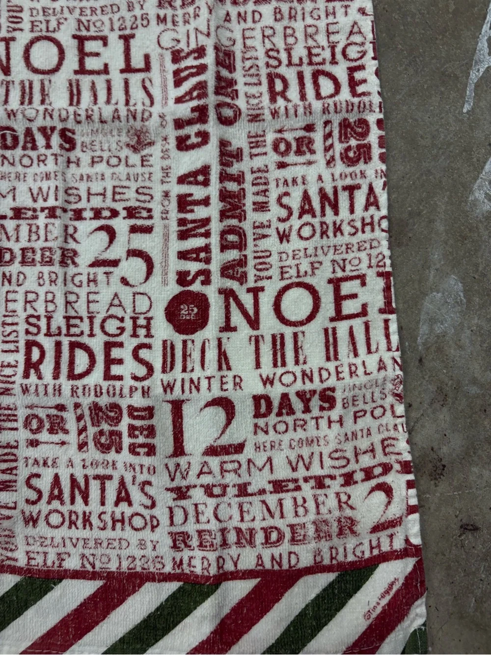 KalDee Designs Christmas Santa NOEL Text Cotton Hand Towel 11x15